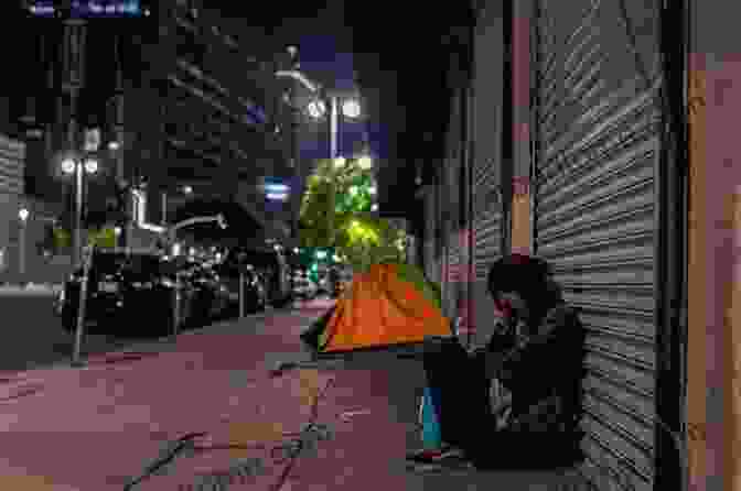 A Group Of Homeless People Sleeping On A Sidewalk In Skid Row, Los Angeles. Hanging Out In Skid Row Los Angeles