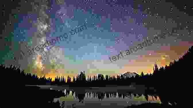 A Vast Starry Sky Above A Serene Mountain Lake. New Moon Of The Seasons