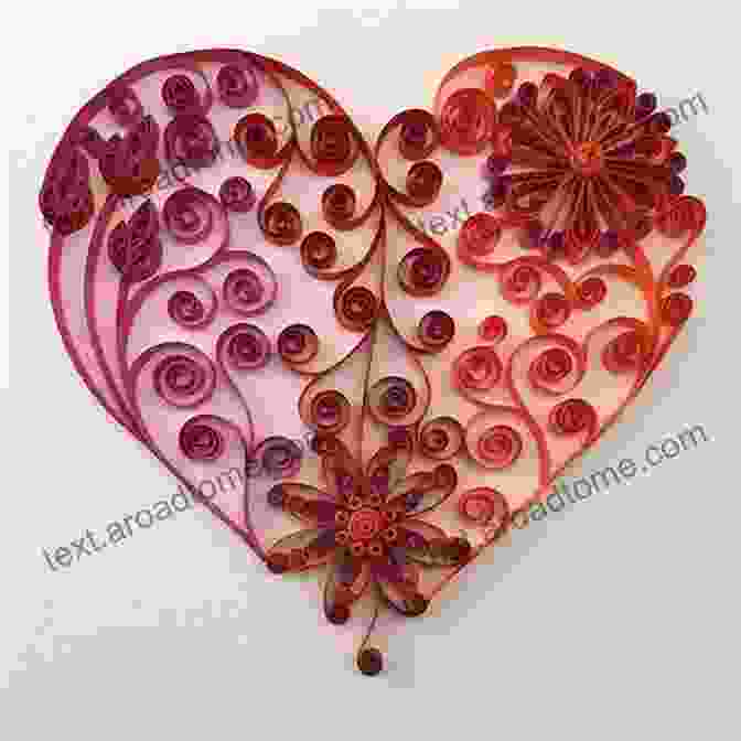 Intricate Quilled Heart Design With Flowers And Leaves Valentine Quilling Cards: Handmade Quilling Card For Valentine Days