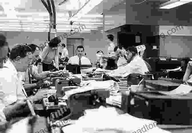 Journalist Typing On A Typewriter In A Newsroom Journalism In The Movies (History Of Communication)